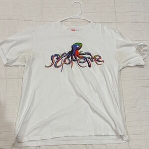 Supreme White Tee with Colorful Octopus Design